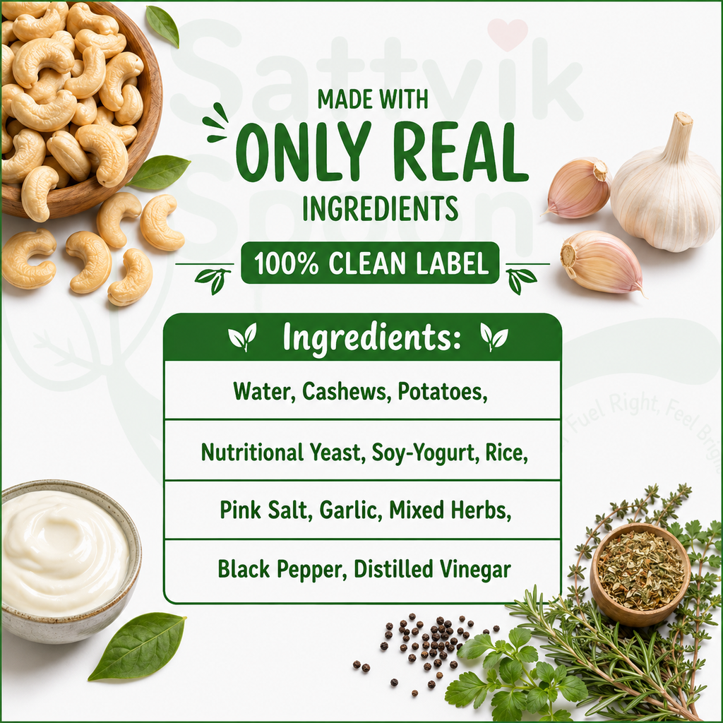 Garlic & Herbs cheese spread ingredient list: water, cashews, potatoes, nutritional yeast, soy yogurt, rice, pink salt, garlic, herbs, black pepper, vinegar